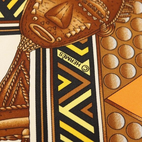 HERMES Carre 90 Scarf ""L'ORDES CHEFS"" Silk Black Orange Auth - Picture 13 of 14